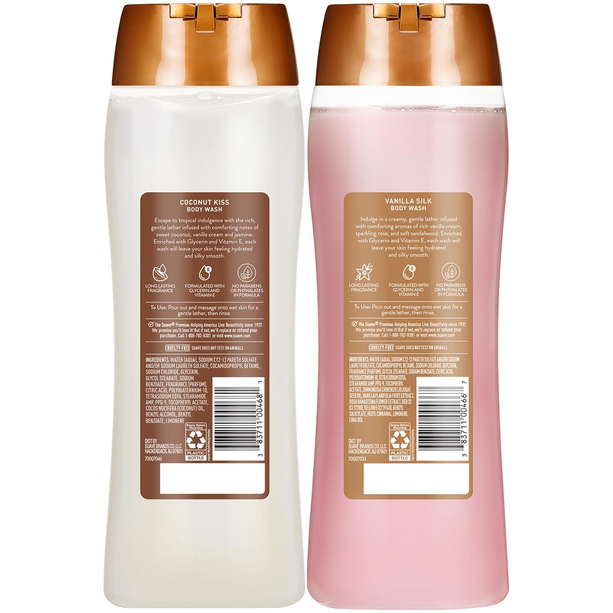 Two Suave bottles side-by-side showing variety pack convenience benefit