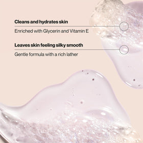 Suave body wash being dispensed on a pouf in shower for efficient cleansing