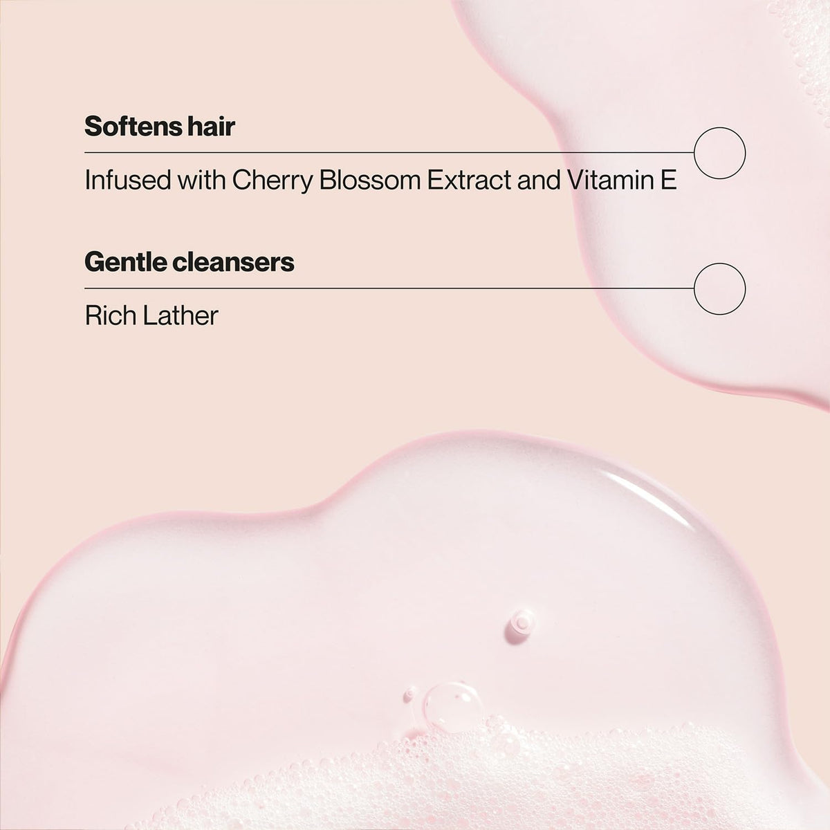 Creamy shampoo pouring from bottle, demonstrates silky texture and lather