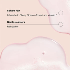 Creamy shampoo pouring from bottle, demonstrates silky texture and lather