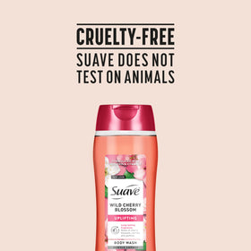 Texture of Suave Wild Cherry Blossom formula on skin showing non-greasy hydration
