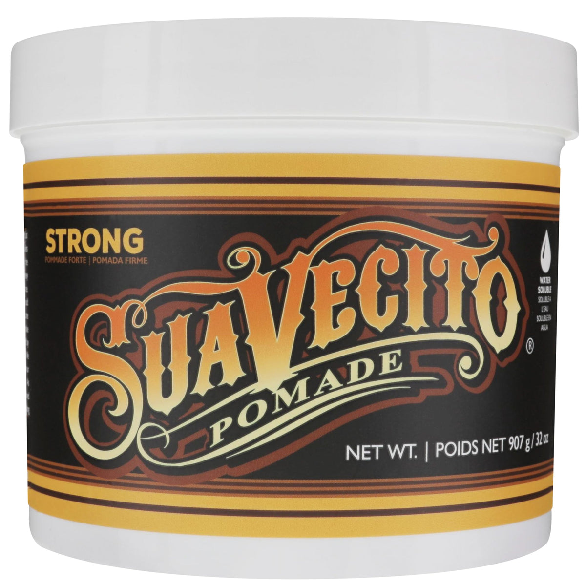 Suavecito 32 oz tub front view showing branding and size benefit