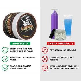 Suavecito 4oz tin label closeup highlighting product details and clarity