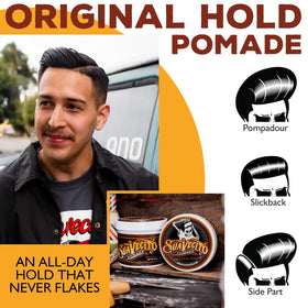 Product warmed on hands showing Suavecito easy-to-apply benefit