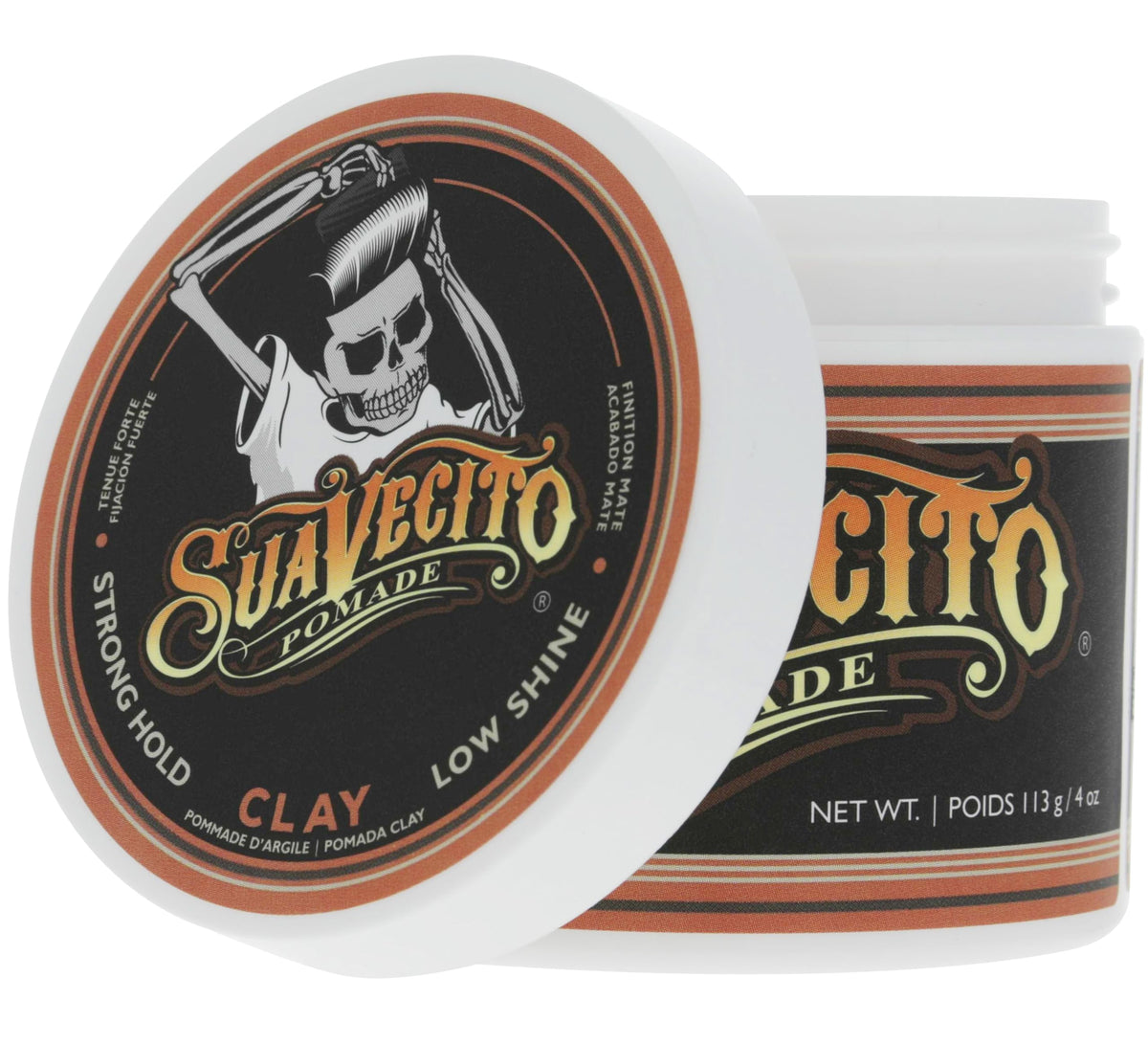 Suavecito Firme Clay on bathroom shelf lifestyle view signaling daily grooming routine