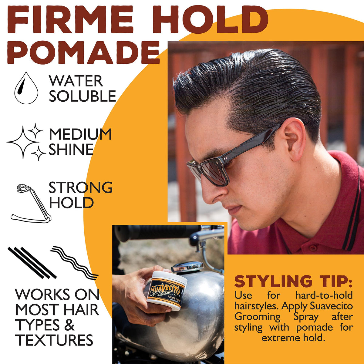 Suavecito Firme being combed through hair for lasting control