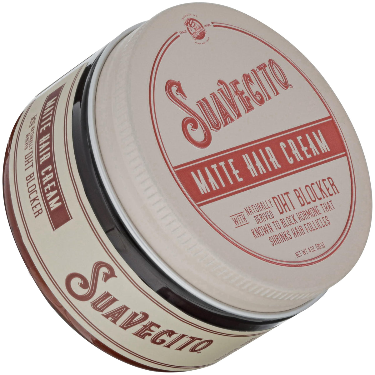 Suavecito front jar matte hair cream showing product packaging and benefits