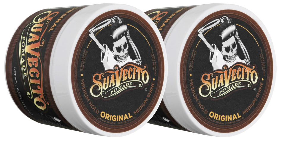 Suavecito front packaging two-pack showing brand and value benefit