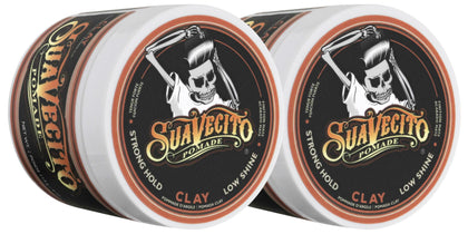 Suavecito front packaging showing two 4 oz jars and product branding for reliable styling