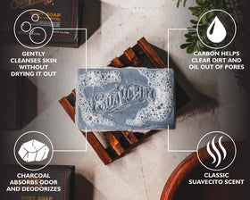 Suavecito six-pack styled in bathroom highlighting ready-to-use grooming routine