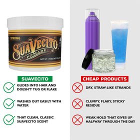 Suavecito open tub top view highlighting product amount benefit