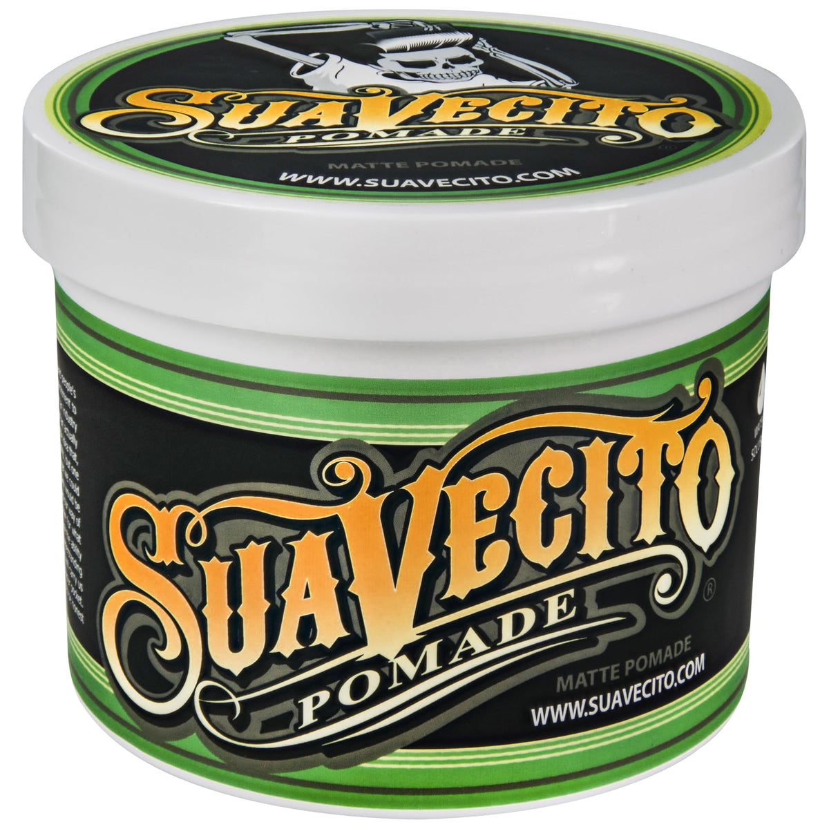suavecito front packaging showing 32 oz tub and label benefit easy styling
