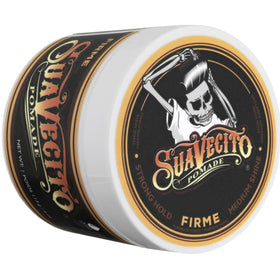 Suavecito tin held in hand for size comparison and travel-friendly benefit