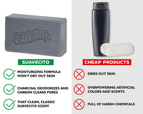 Suavecito 6 oz bar beside ruler showing true size and portability benefit