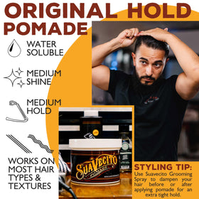 Side-by-side styled hair using Suavecito showing visible control benefit