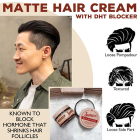 Suavecito styled hair side profile with fuller-looking natural finish