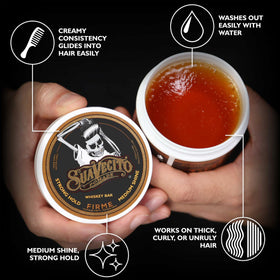 Suavecito Whiskey Bar open texture close-up showing creamy consistency for easy styling