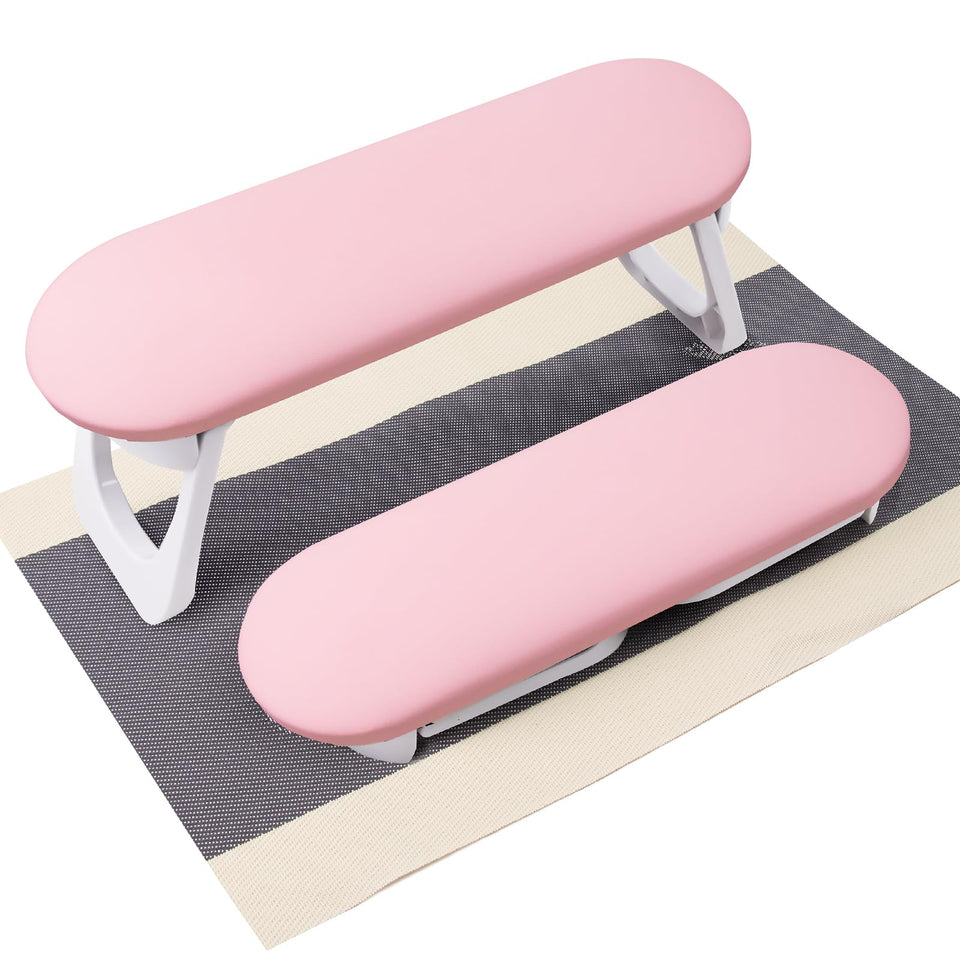 SUBAY front view folded pink arm rest showing compact portability and comfort