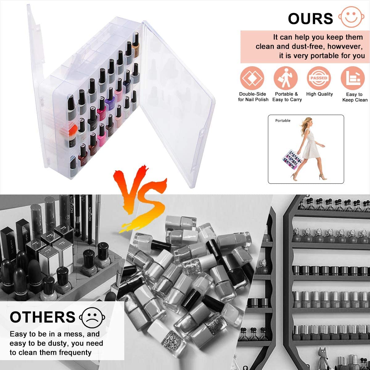 SUBAY open double-sided organizer displaying both rows for easy access