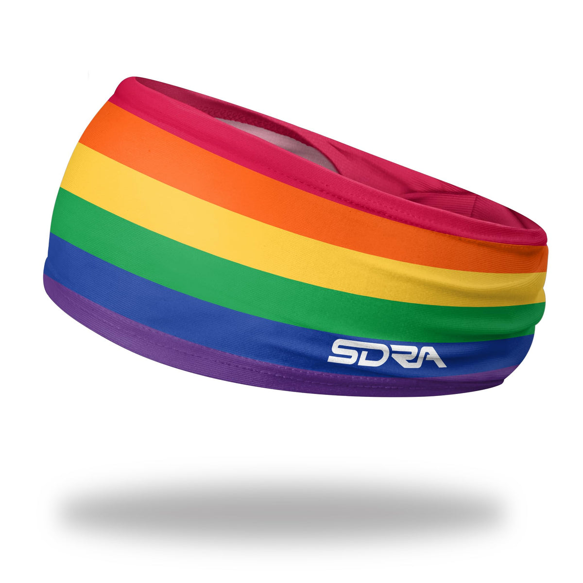 Suddora front view showing rainbow print and full forehead coverage benefit