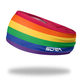 Suddora front view showing rainbow print and full forehead coverage benefit