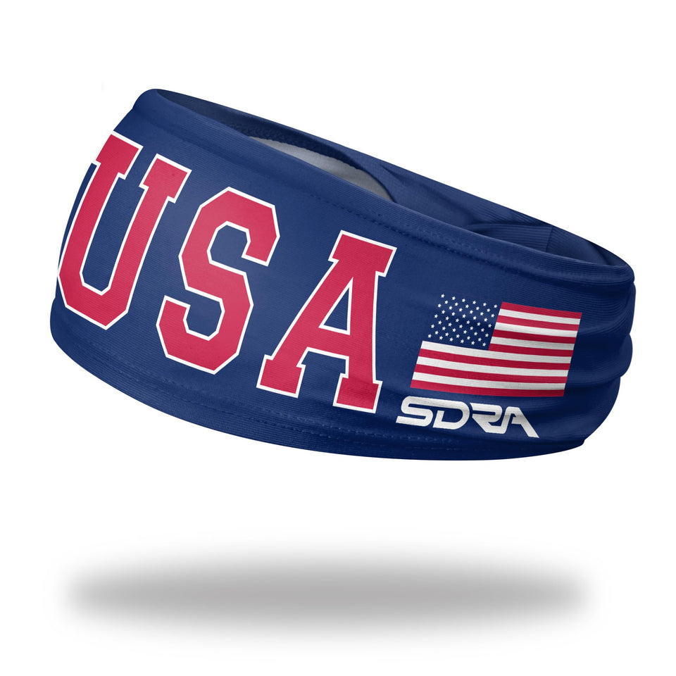 Suddora front view showing American flag print and bold coverage benefit