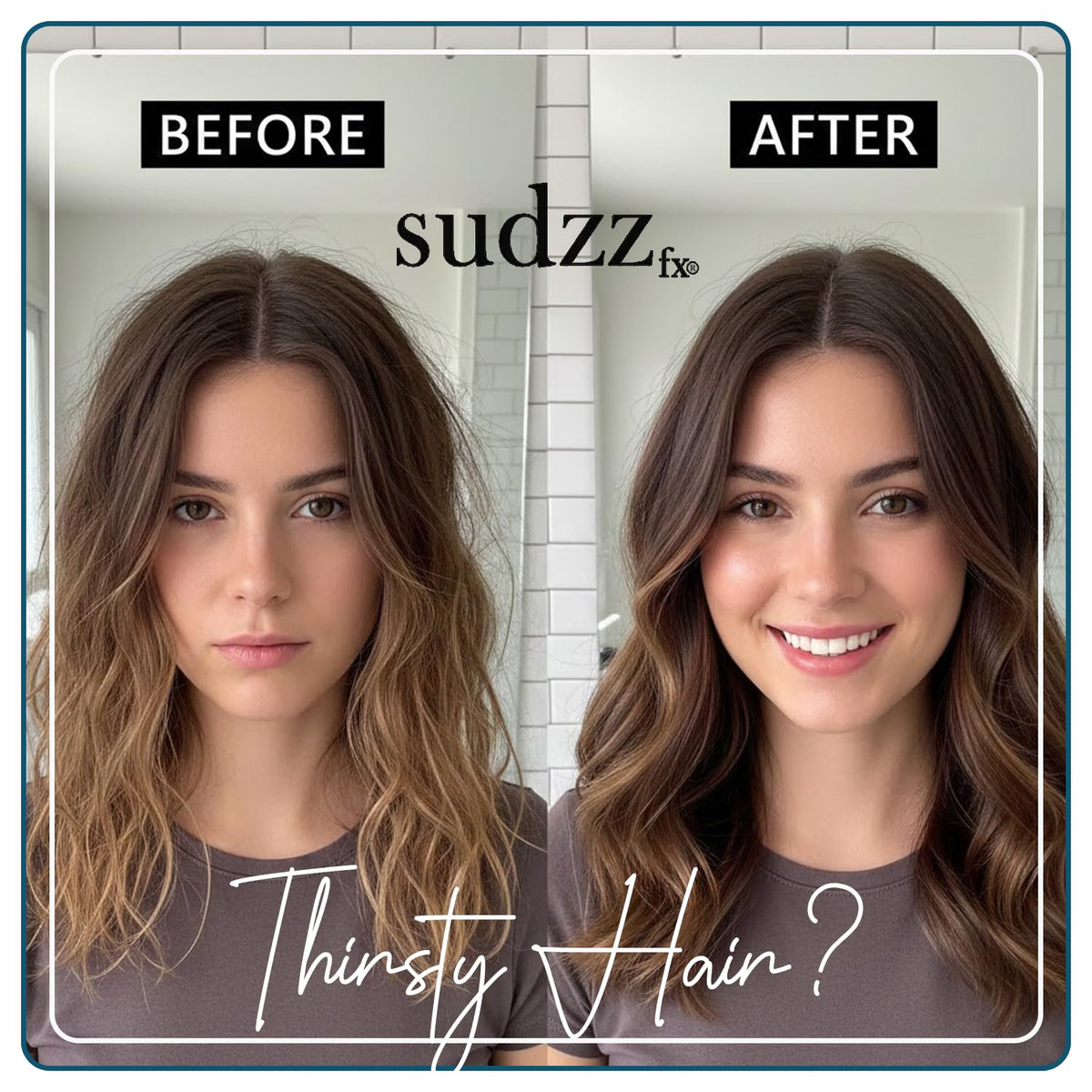 SUDZZFX bottle held in hand showing true size and travel-friendly benefit