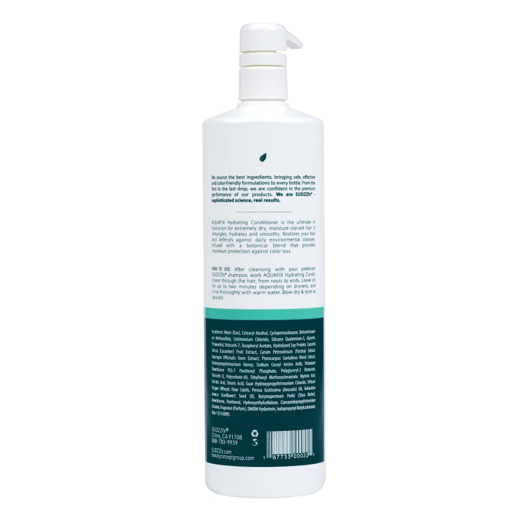 SUDZZFX AquaFix creamy texture pouring from bottle highlighting smooth, hydrating consistency