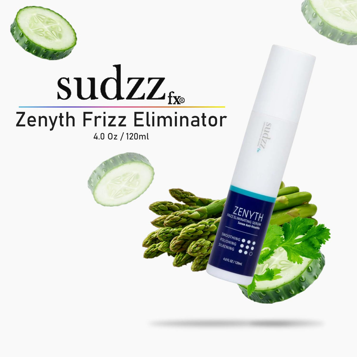 SUDZZFX Zenyth used during flat iron styling to show heat protection in action