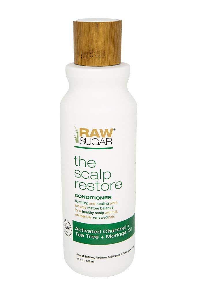 Sugar in the Raw front bottle view showing label and 18 oz size, promoting hydration and scalp care