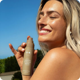 SUGARED + BRONZED on bathroom shelf in lifestyle scene for everyday use