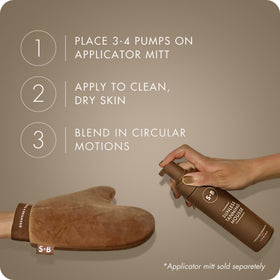 SUGARED + BRONZED pump dispensing mousse, demonstrating quick, measured use