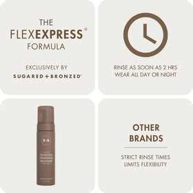 SUGARED + BRONZED 6oz bottle beside a hand to show compact, travel-friendly size