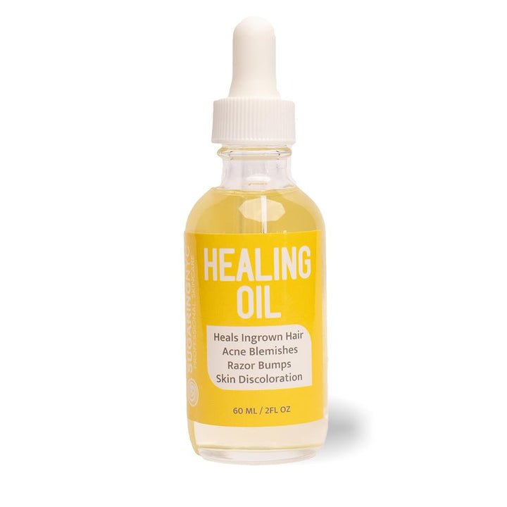 Sugaring NYC healing oil front bottle showing label and calming post-sugaring benefit