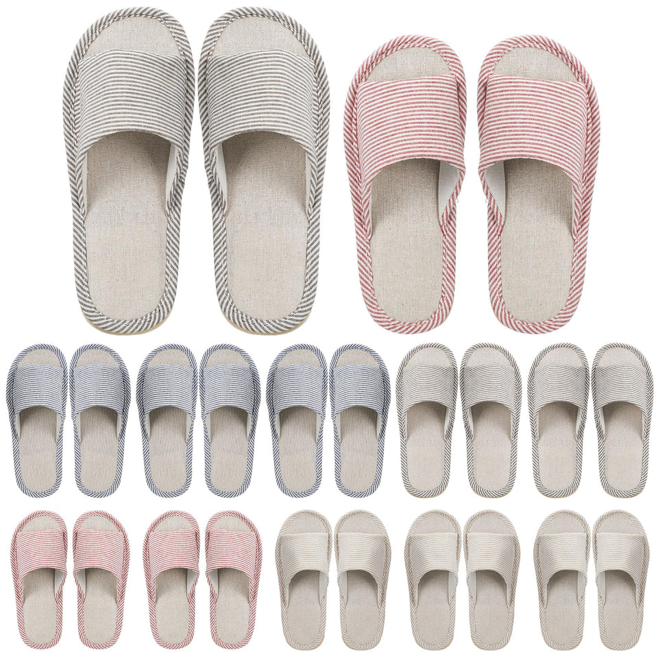 Suhine front view of 12-pair packaged slippers showing colors and neat presentation