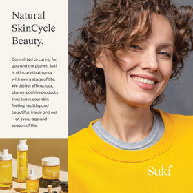 Suki bottle on bathroom shelf lifestyle suggesting daily routine ease
