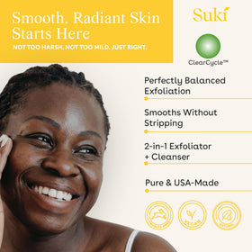 Suki texture close-up showing natural sugar grains for gentle exfoliation