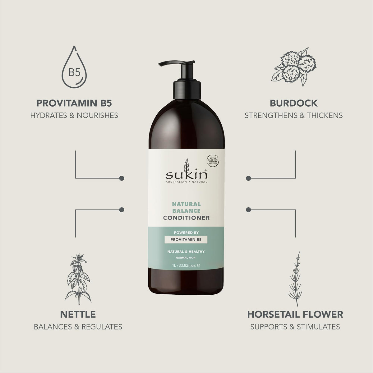 Sukin conditioner held in hand to show 33.82 oz size and value benefit
