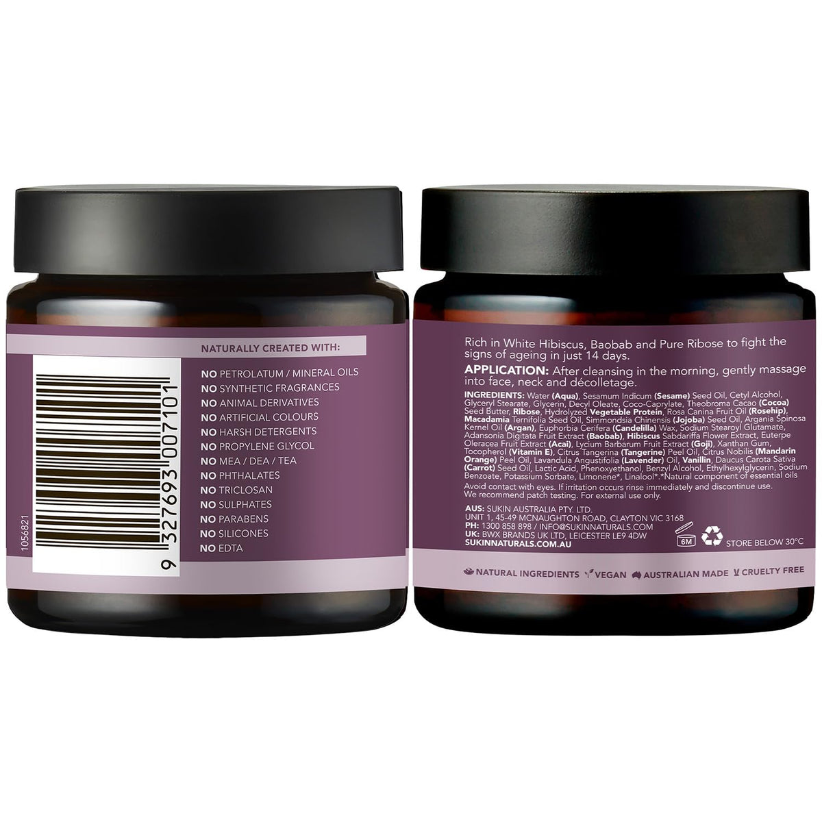 Sukin cream texture close-up showing rich emollient finish for hydration
