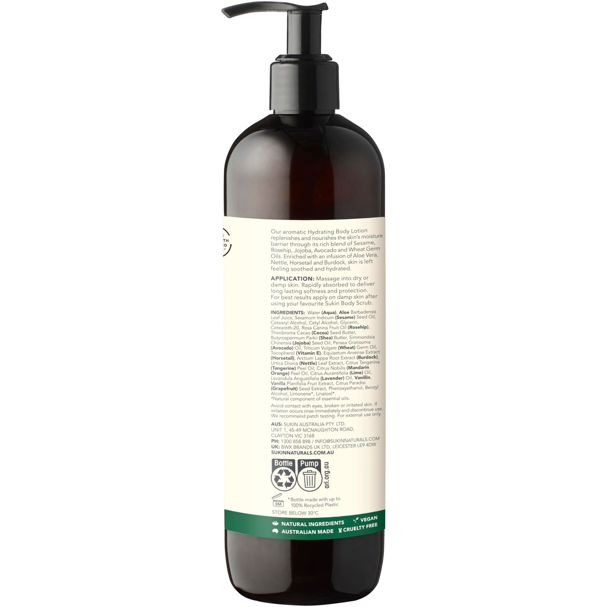 Sukin lotion texture on hand showing smooth spreadability and immediate softening benefit