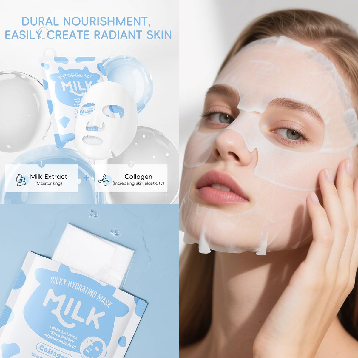 Sulily hydrating mask applied on a teen model demonstrating soothing weekly care
