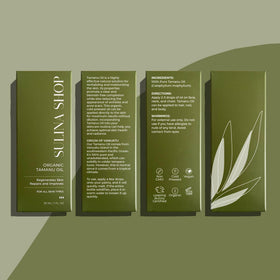 Sulina Shop tamanu oil glass bottle emphasizing eco-friendly packaging benefit