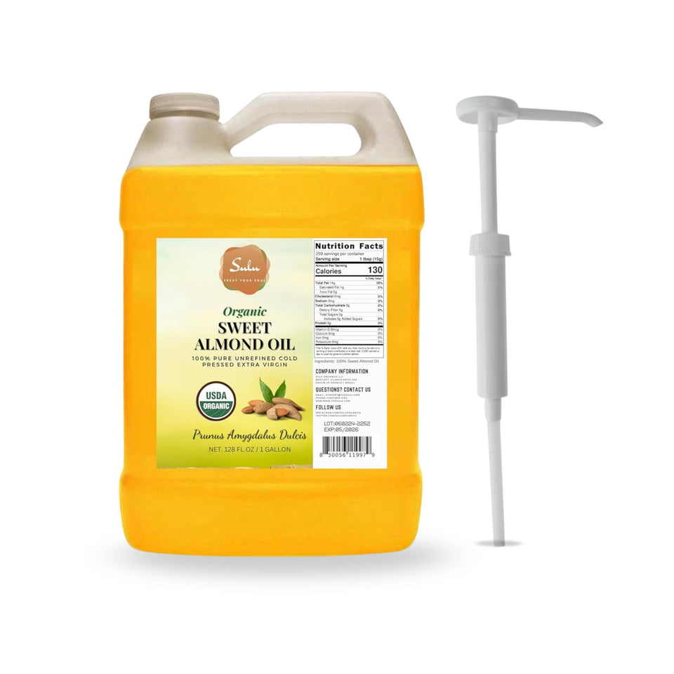 SULU ORGANICS gallon bottle front view showing label and organic seal, ideal for bulk use