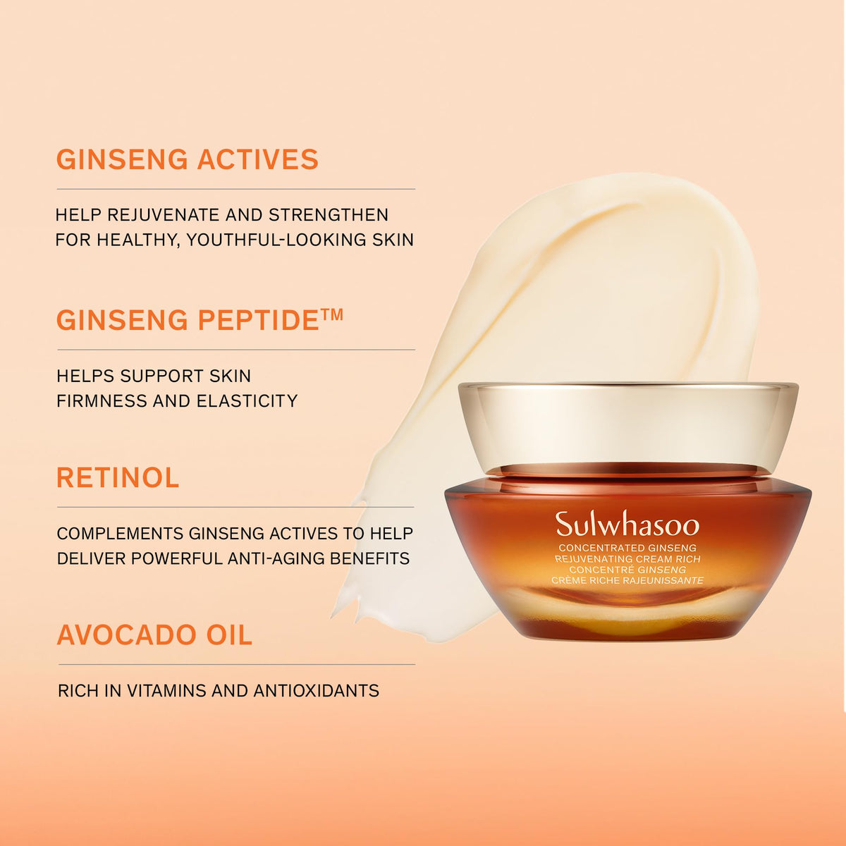 Sulwhasoo cream warmed on fingertips showing smooth spreadability for better absorption