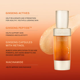 Sulwhasoo serum dispensed on fingers demonstrating lightweight spreadability