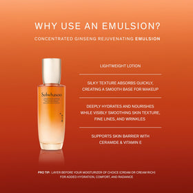 Sulwhasoo applying emulsion on hand to demonstrate lightweight absorption