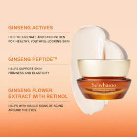 Sulwhasoo eye cream on fingertip demonstrating easy application and smooth absorption