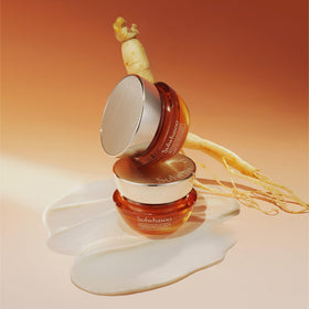 Sulwhasoo eye cream placed on bathroom counter conveying daily skincare routine benefit