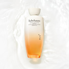 Sulwhasoo plum blossom and herbal extracts flatlay showing natural ingredients