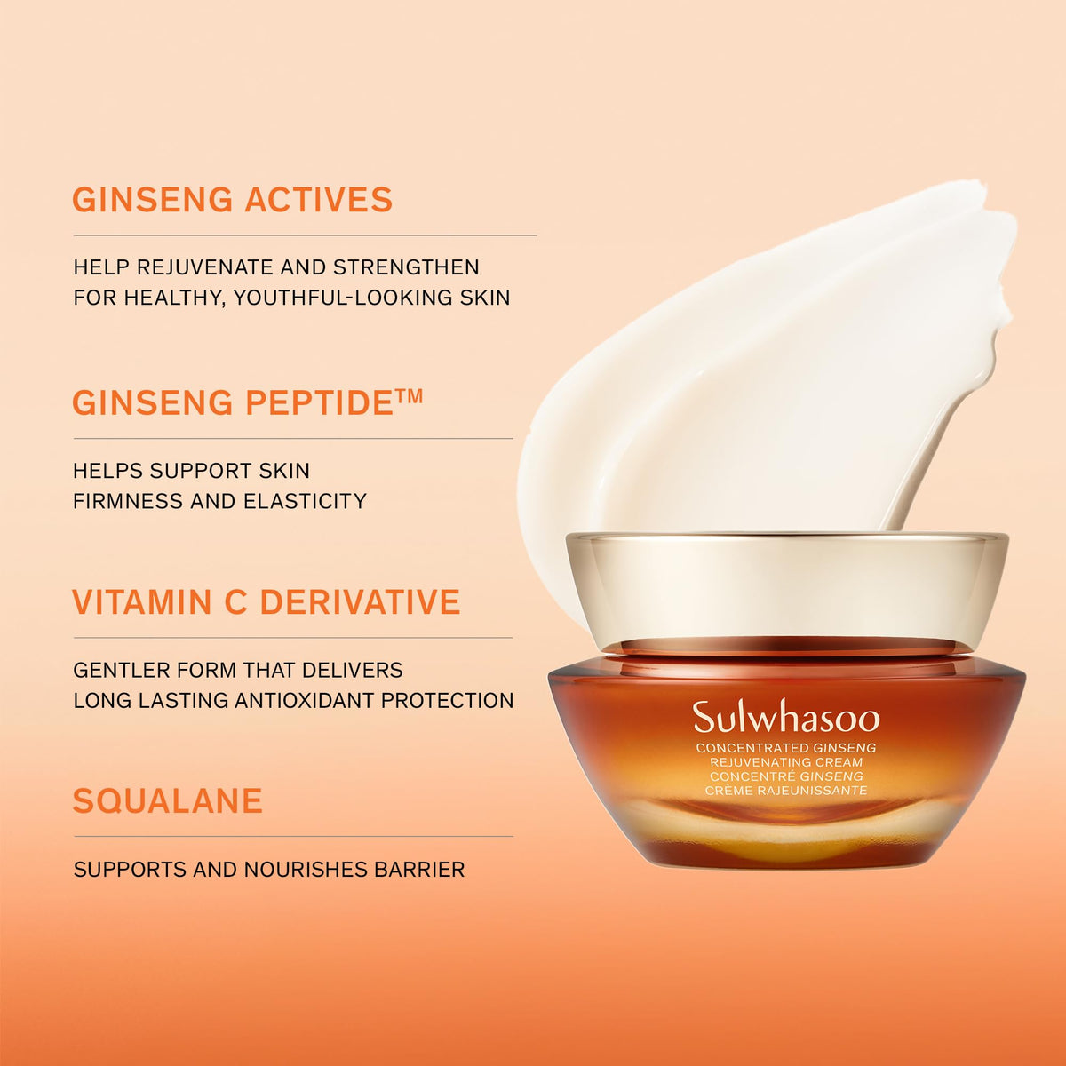 Sulwhasoo open jar with cream swirl demonstrating rich consistency and nourishment